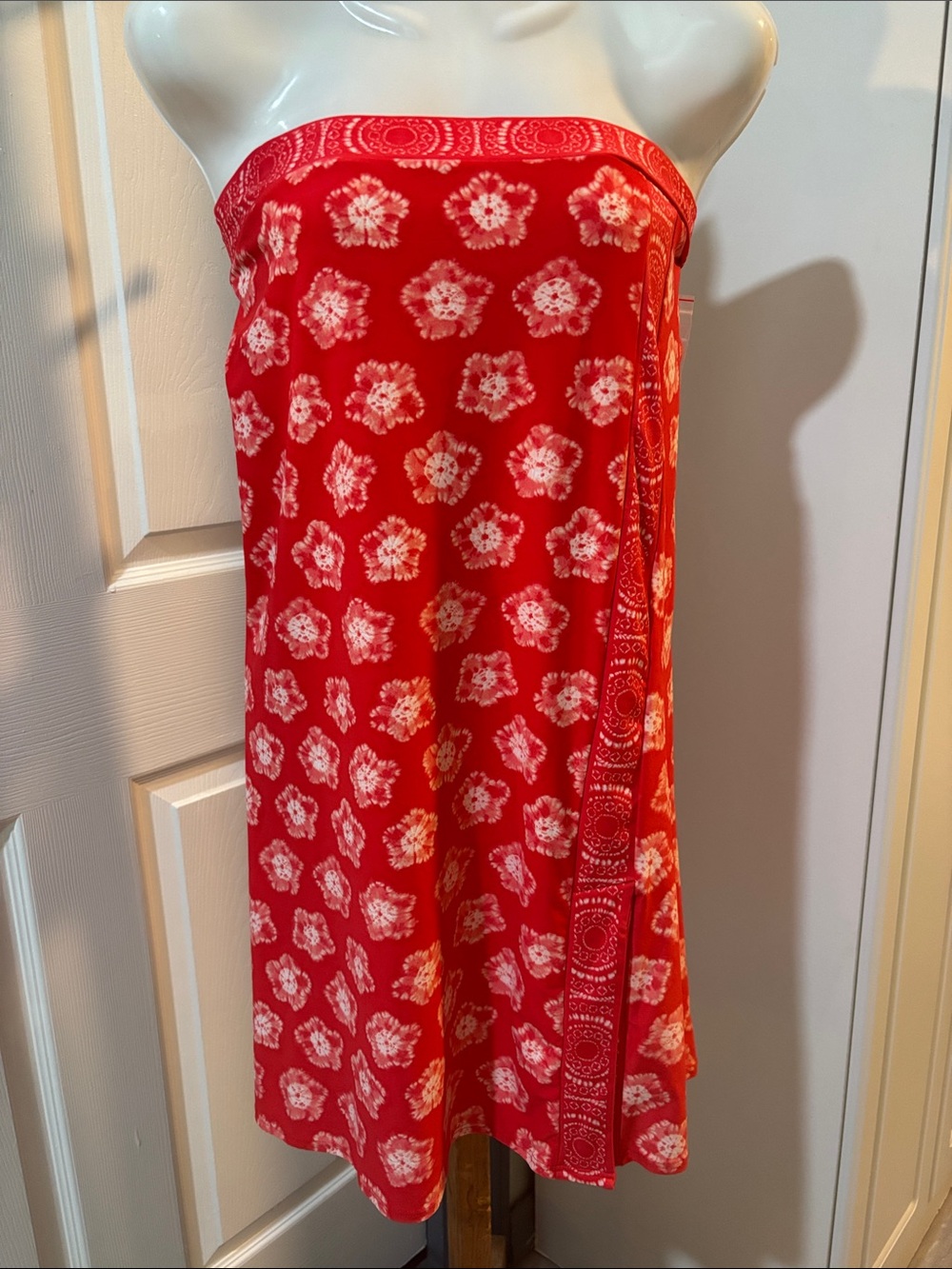 MICHAEL Michael Kors Red Strap/Strapless Bandana Floral Dress / Swim Coverup